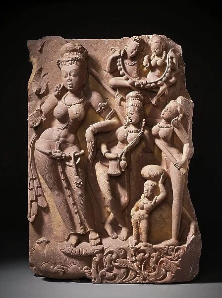 The River Goddess Yamuna and Attendants, c.800. Creator: Unknown