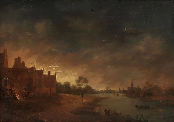 River View by Moonlight, in or after c.1653. Creator: Unknown
