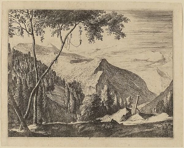 Rocky Landscape with Cross: pl.5. Creators: Roelant Roghman, Melchior Küsel