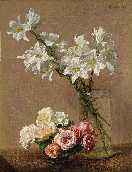 Roses and Lilies, 1888. Creator: Henri Fantin-Latour