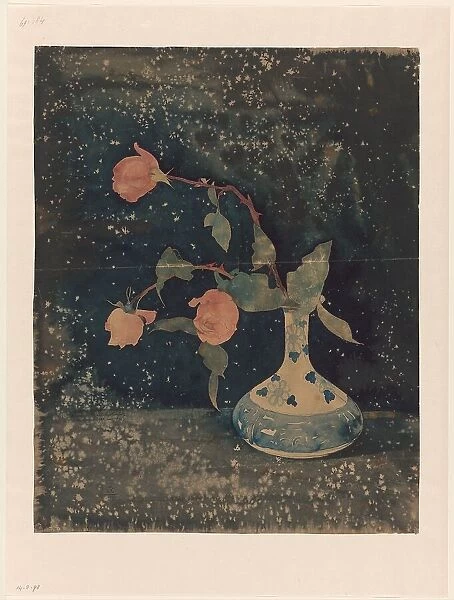 Three roses in an oriental vase, 1894. Creator: Theodorus Willem Nieuwenhuis