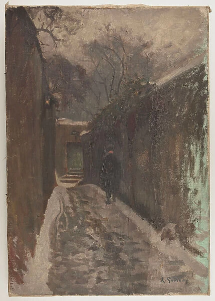 Rue Berton under snow, 1901. Creator: Adolphe-Ernest Gumery
