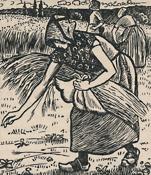 Ruth Gleaning, 1919. Artist: Lucien Pissarro