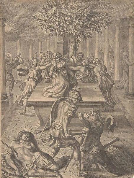 The Sack of Troy-Pyrrhus Killing Priam, before 1654. Creator: Pierre Lombart