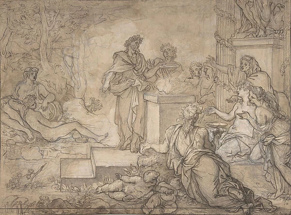 Sacrifice Offered before a Statue of Jupiter, 17th century. Creator: Louis de Boullogne