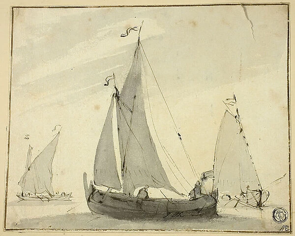 Three Sailboats, n.d. Creator: Willem van de Velde the Younger