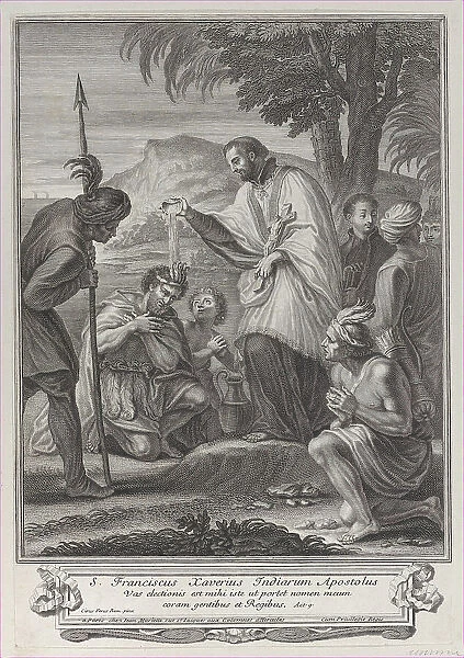 Saint Francis Xavier baptizing the Indians, 1714-74. Creator: Anon