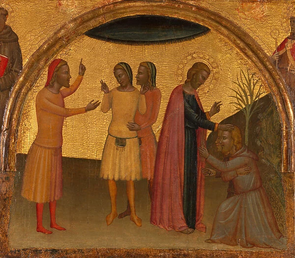 Saint John the Evangelist with Acteus and Eugenius, ca. 1370. Creator: Francescuccio Ghissi