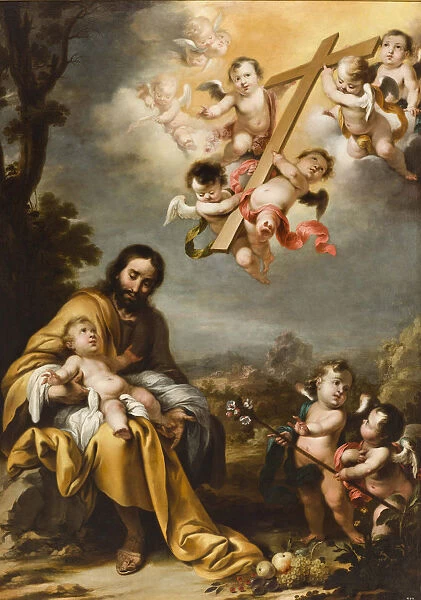 Saint Joseph and the Christ Child before the Holy Cross, c. 1670. Creator: Schut, Cornelis
