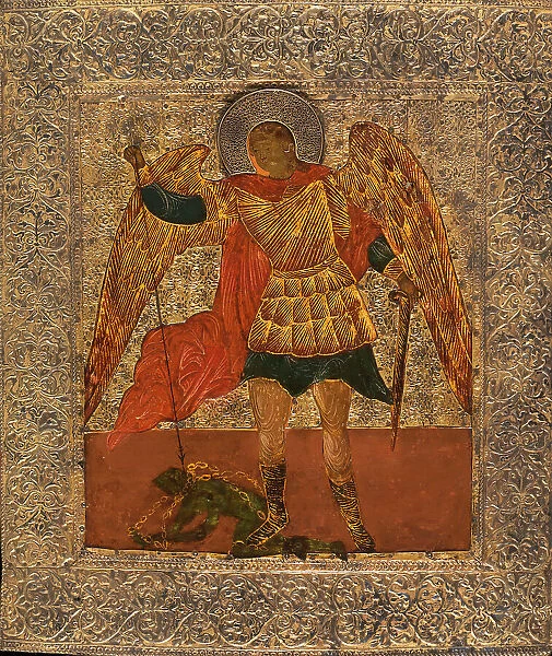 Saint Michael slaying the demon, between 1600 and 1700. Creator: Moscow School