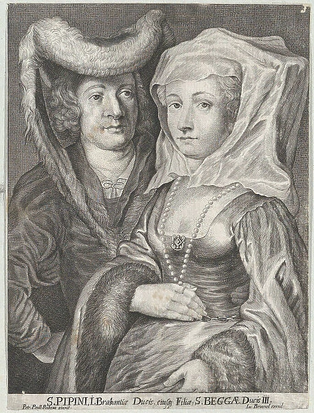 Saint Pepin I and his daughter, Saint Begga, ca. 1650-1700. Creator: Anon