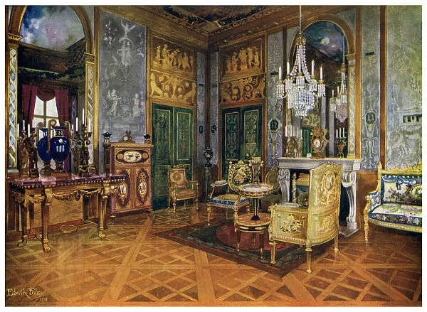 Salon de Musique of Marie Antoinette, Chambre a Coucher, Palais de Fontainebleau, France, 1911-1912. Artist: Edwin Foley