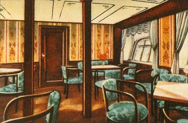 Saloon on board a zeppelin, 1932. Creator: Unknown
