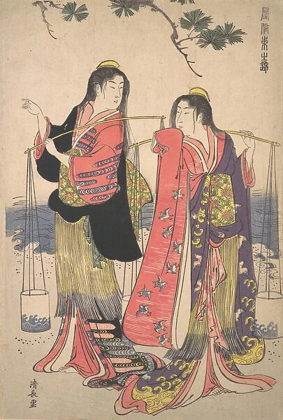 The Salt Maidens Murusame and Matsukaze, ca. 1786. Creator: Torii Kiyonaga
