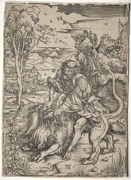 Samson Killing the Lion, c. 1496-1497. Creator: Albrecht Dürer (German, 1471-1528)