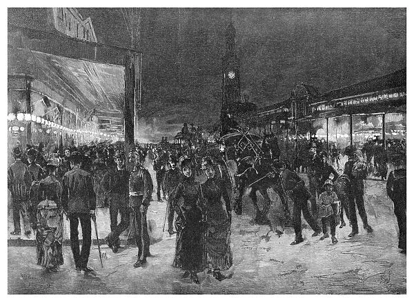 Saturday night in George Street, Sydney, New South Wales, Australia, 1886. Artist: WJ Smedley