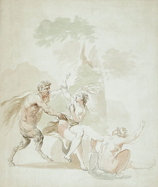 Satyr Attacking Two Nude Bathers, 18th century. Creator: Giovanni Battista Cipriani