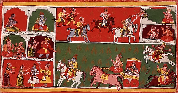 Scenes From Krishna's Life, Folio from a Bhagavata Purana (Ancient Stories of the Lord), c1700. Creator: Unknown