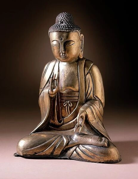 Seated Buddha, Probably Amitabha (Amit'abul), the Buddha of the Western... 15th-early 16th century. Creator: Unknown