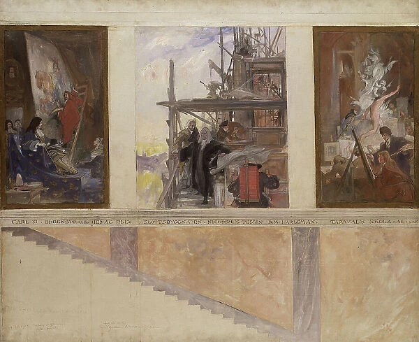 Second Proposed Decoration of the Walls in the Lower Hall of the Nationalmuseum, 1890-1891. Creator: Carl Larsson