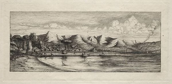 Seine Fishing off Charcoal Burners Point, Akaroa, 1865. Creator: Charles Meryon (French