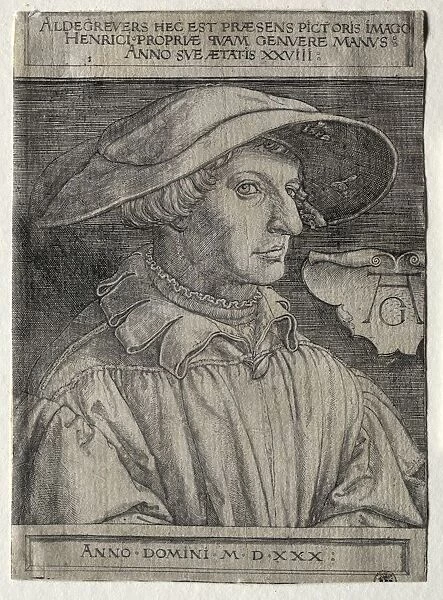 Self-Portrait, 1530. Creator: Heinrich Aldegrever (German, 1502-1555  /  61)