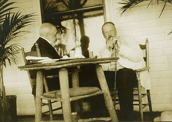Serge Witte and Baron Rosen in palm garden at the Wentworth Hotel, 1905. Creator: Unknown