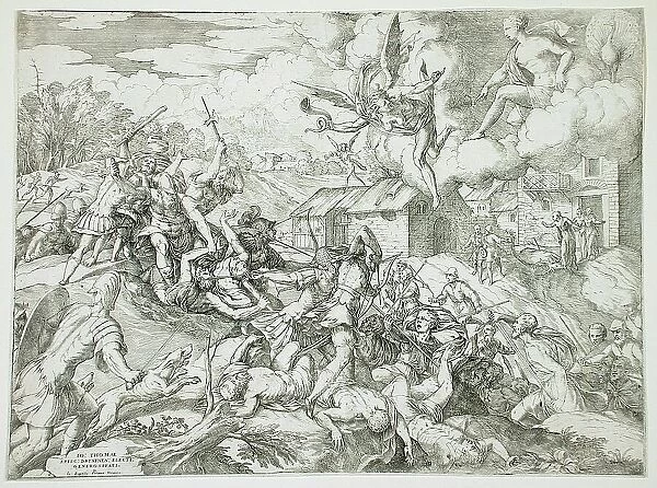 The Servants of Aeneas Battling the Servants of the Latin King, between 1560 and 1579. Creator: Giovanni Battista Fontana