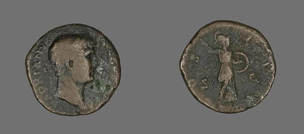 Sestertius (Coin) Portraying Emperor Hadrian, 117-138. Creator: Unknown