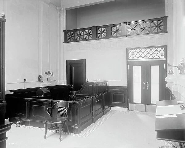 Seventy-second Street branch, 19th Ward Bank, interior, low desk, N.Y. between 1900 and 1915. Creator: Unknown
