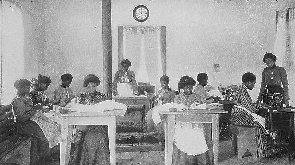 A sewing-class at Snow Hill, 1904. Creator: Frances Benjamin Johnston