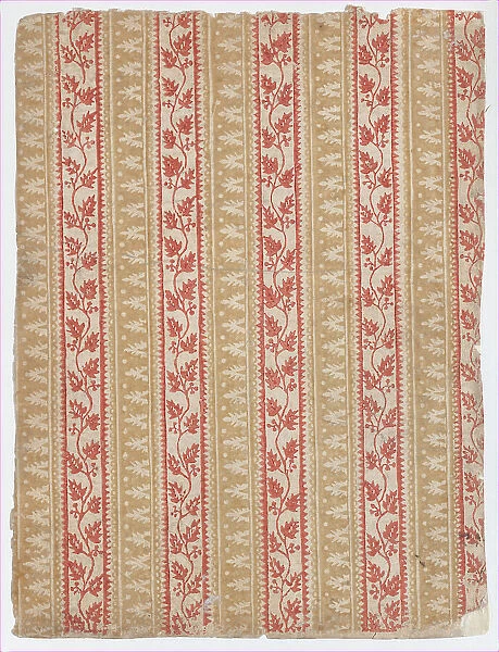 Sheet with five borders with abstract and floral designs, 19th century. Creator: Anon