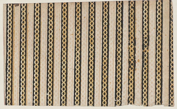 Sheet with stripes with guilloche pattern, 19th century. Creator: Anon