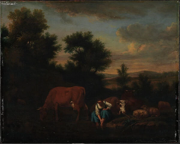Shepherdess with Cattle, 1651-1672. Creator: Adriaen van de Velde