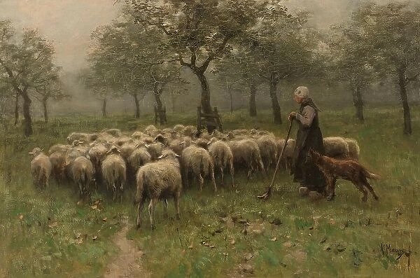 Shepherdess with a Flock of Sheep, c.1870-c.1888. Creator: Anton Mauve