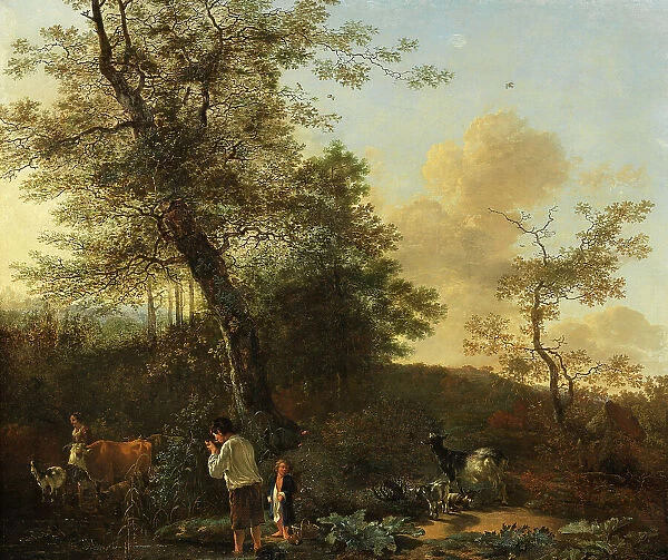 Shepherds and cattle in a landscape, mid-17th century. Creator: Adam Pynacker