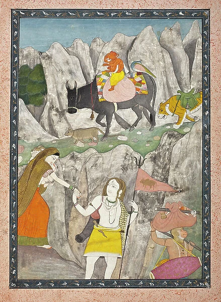 Shiva's Family on the March (image 1 of 6), c1800. Creator: Unknown