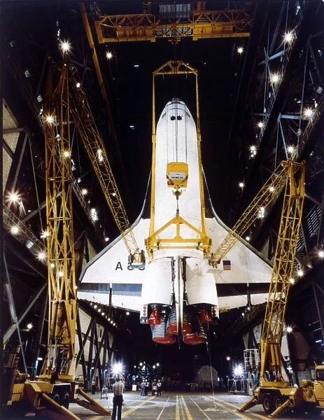 Shuttle in Vehicle Assembly Building, second Space Shuttle flight, 1981. Creator: NASA