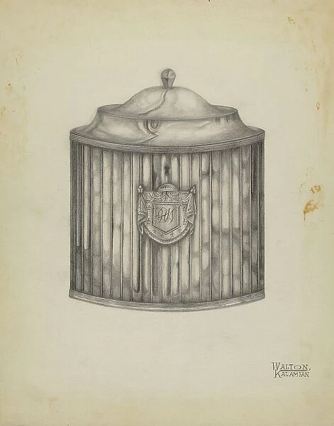 Silver Tea Caddy, c. 1936. Creator: Kalamian Walton