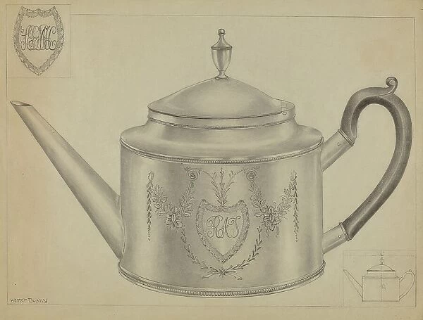 Silver Teapot, c. 1936. Creator: Hester Duany