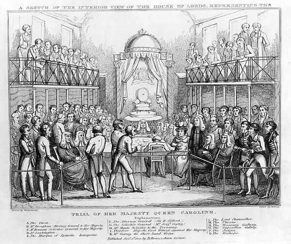 A Sketch of the Interior View of the House of Lords, representing the Trial of Her