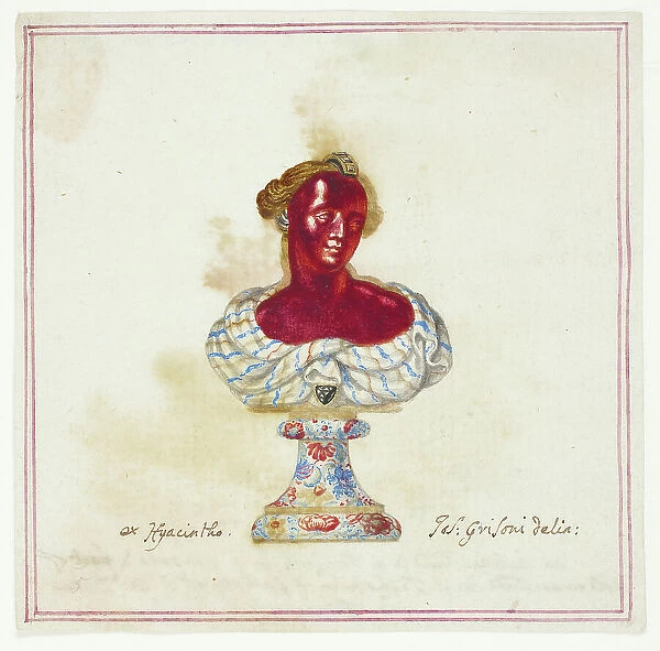 Sketch of Jewelled Antique Bust in the Medici Collection, Florence, n.d. Creator: Giuseppe Grisoni