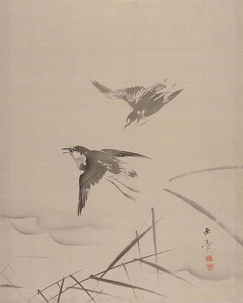 Small Birds and Bamboo, 1887-92. Creator: Gyokusho Kawabata