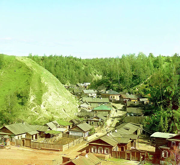 Small town of Vershiny near the city of Tobolsk, 1912. Creator: Sergey Mikhaylovich Prokudin-Gorsky