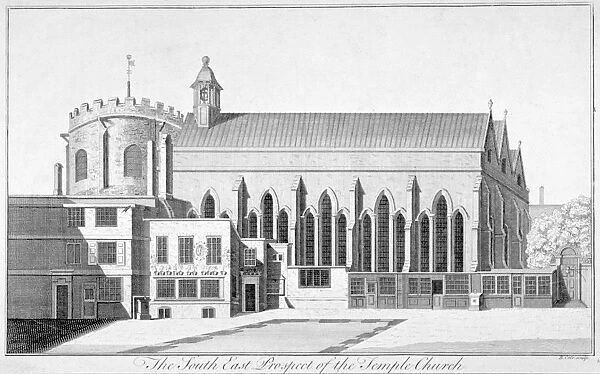 South-east view of Temple Church, City of London, 1737