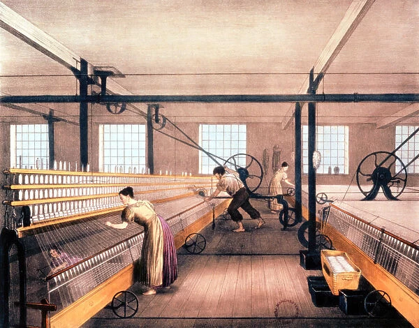 Spinning cotton with self-acting mules of the type devised by Richard Roberts in 1825 (c1835)
