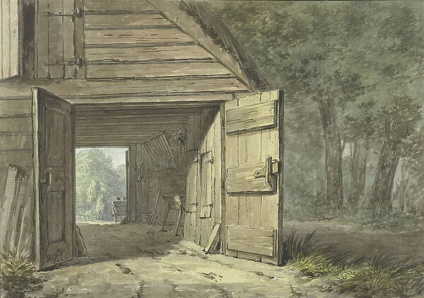 Stable of the De Geleerde Man inn, in Bennebroek, 1802. Creator: Hermanus Numan