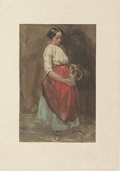 Standing girl pouring from a jug into a glass, 1842-1859. Creator: Josef Eduard Tetar van Elven