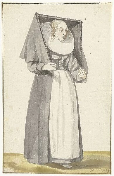 Standing woman in the dress of Münster, 1645. Creator: Anna ter Borch