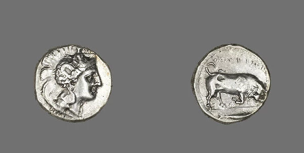 Stater (Coin) Depicting the Goddess Athena, 350-320 BCE. Creator: Unknown